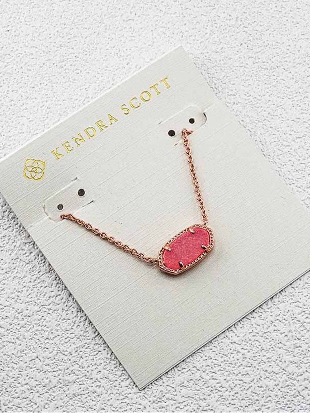 Kendra Scott Rose Gold Necklace with Pink Drusy Stone